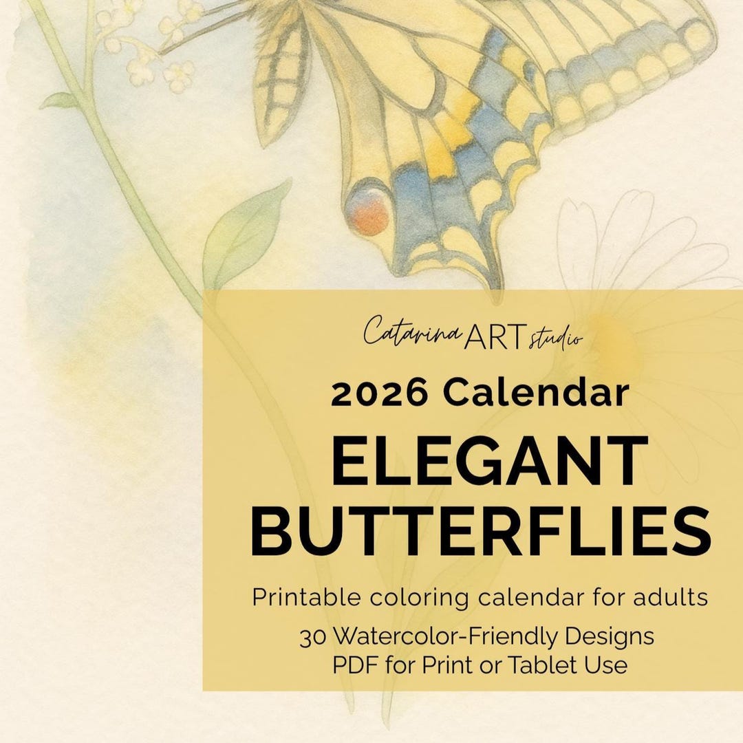 Butterfly Coloring Calendar 2026: 30 Printable Designs (PDF Download ...