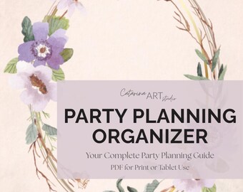 Organizador de fiestas imprimible en PDF: planificador de eventos, invitaciones, menú y presupuesto