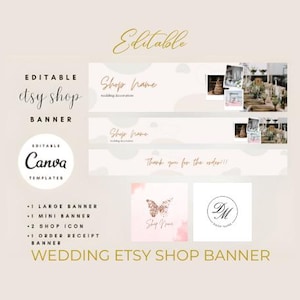 Wedding Etsy Shop Banner | Elegant Canva Templates for Banners, Icons & Receipt | Editable Etsy Branding Kit | Instant Download