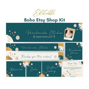 Minimalist Boho Etsy Shop Kit | Editable Canva Templates for Banners, Icons & More | Modern Storefront Design for Etsy Sellers | Handmade