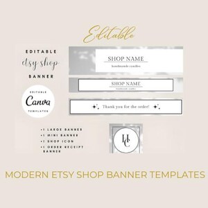 Modern Etsy Shop Banner Templates | Editable Canva Banners, Shop Icon & Receipt Banner | DIY Branding Kit for Etsy Sellers |Instant Download