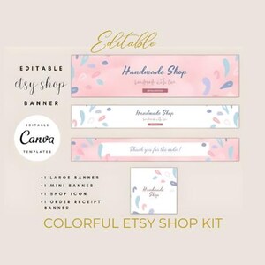 Colorful Etsy Shop Kit | Canva Templates for Banners, Icons & Order Graphics | Editable Vibrant Branding for Etsy Shops | Instant Download