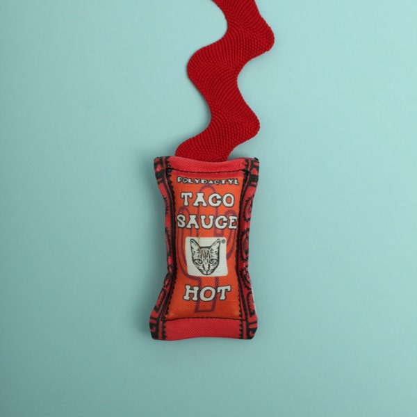 Hot Taco Sauce Cat Toy, Organic Catnip, Mexican, Taco, Cinco De Mayo, Fiesta, Sauce, Red, Hot, Spicy, Catnip Toy, Taco Sauce, Cat Toy