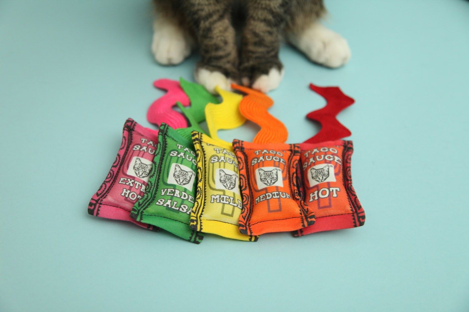 Taco Sauce Cat Toy Set Mexican Cat Toys Taco Cat Hat Cat Etsy