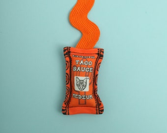 Medium Taco Sauce Cat Toy, Organic Catnip, Mexican, Taco, Cinco De Mayo, Fiesta, Sauce, Orange, Spicy, Catnip Toy, Taco Sauce, Cat Toy