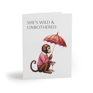 Sie ist Wild und ungestört Geburtstagskarte | Affe Grußkarten Set | Lustige Geburtstags-, Feier-, Humorvolle Karten, Einzigartig