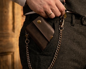 Mens Biker Wallet, Chain Wallet For Men, Leather Wallet With Chain, Personalized Wallet, Engraved Wallet, Custom Wallet, Mens Wallet