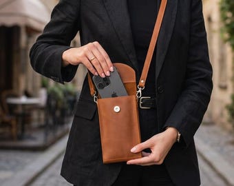 100% echt leren crossbody, leren crossbody telefoontas, crossbody telefoontasje, leren telefoontasje crossbody, leren crossbodytas vrouwen