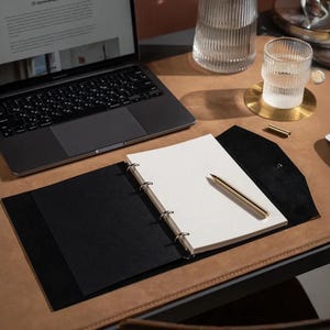 Capa de couro personalizada, caderno de couro com argolas, planejador de fichário recarregável, fichário de couro com 6 argolas, diário com 3 argolas