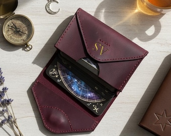 Personalized tarot card holder, Leather tarot card case, Custom tarot card holder, Tarot card organizer, Engraved tarot card case