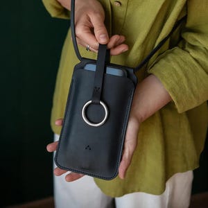 Shoulder leather phone bag, Crossbody phone purse, Slim phone crossbody bag, Womens phone bags, Custom leather phone bag, iPhone purse