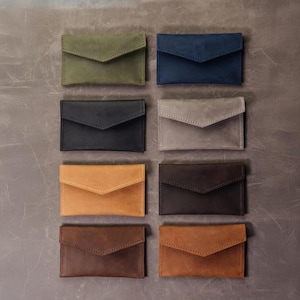 Custom leather envelope wallet, Slim envelope wallet, Handmade leather wallet, Personalized envelope wallet, Leather money wallet