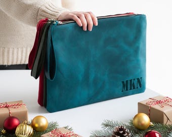 Personalized document holder case, Leather document case with zipper, Leather document holder bag, Leather document folder,A4 leather folder
