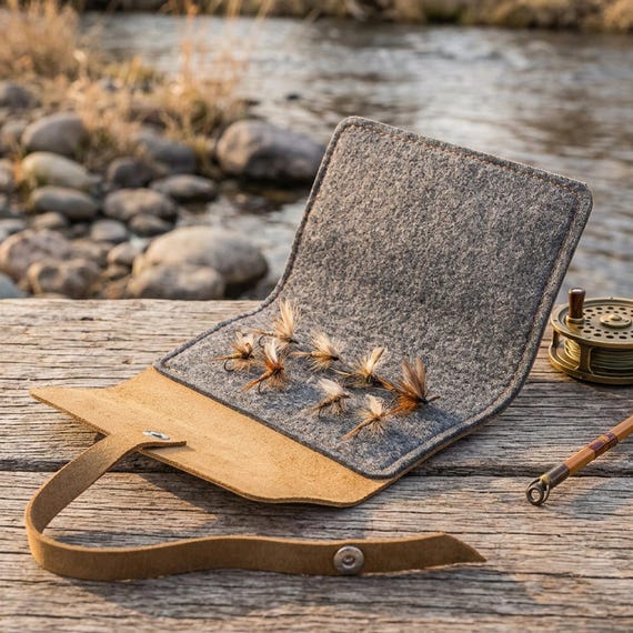Custom Fly Fishing Wallet, Leather Fly Fishing Case, Fly Box Leather, Fly Fishing Holder, Fishing Fly Organizer, Personalized Fishing Gift
