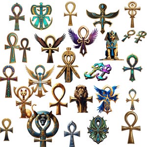 Ankh Symbol PNG -  Ancient Egyptian Cross Clipart - Spiritual Sacred Life Symbol - Digital Download - Mystşcal Printable Art