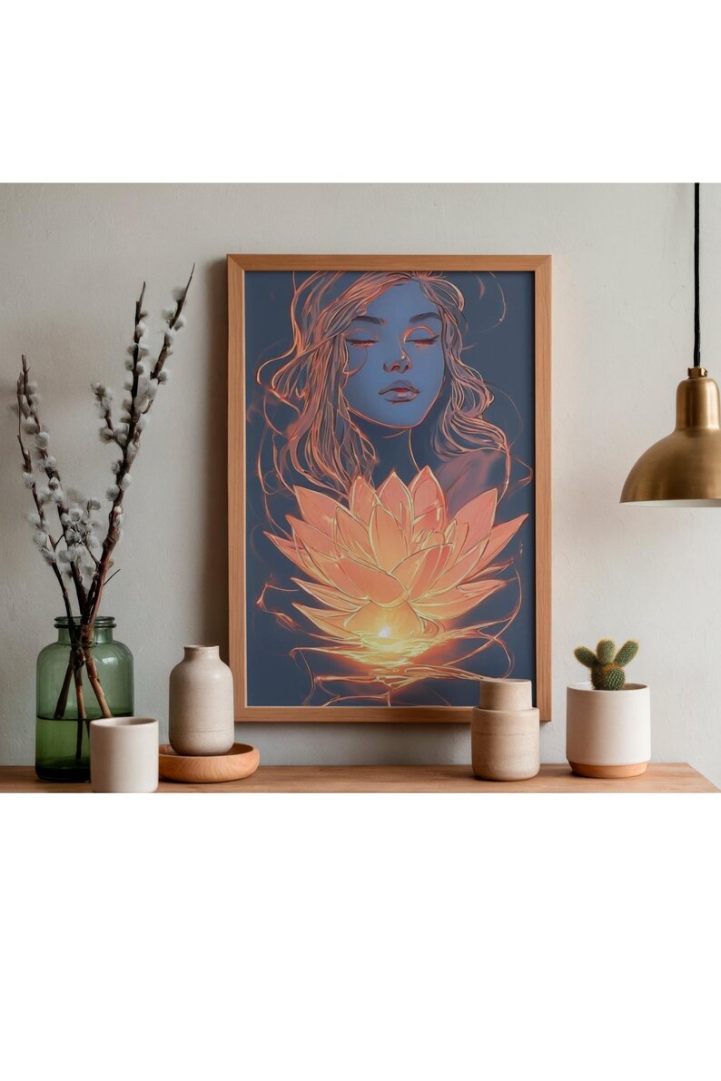 Lotus Wall Art Print – Zen Meditation Illustration (PDF Download) - Etsy
