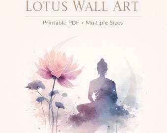 Lotus Blume Wand Kunst, Zen spirituelle Dekoration (Digitaler Download)