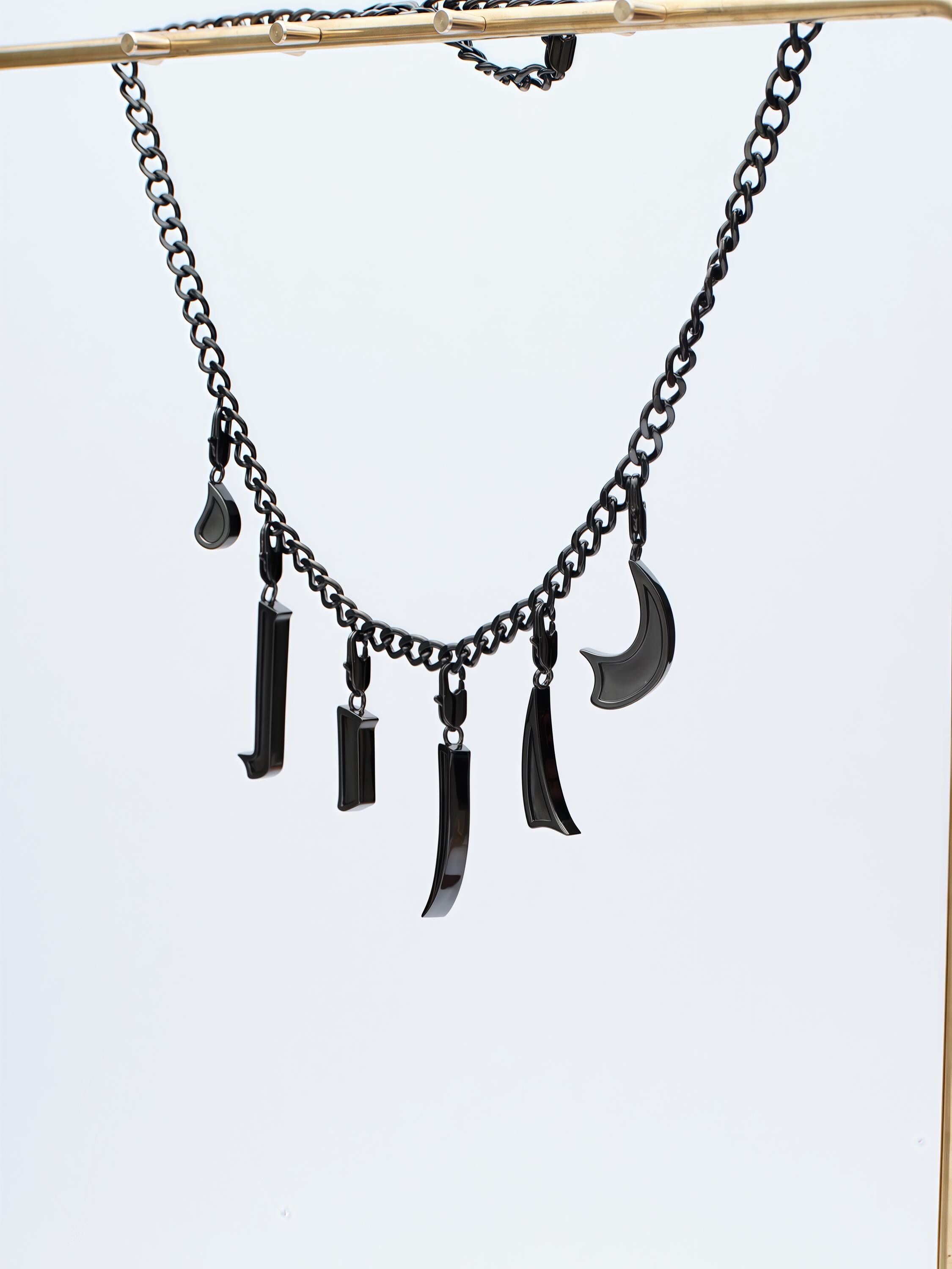 ストロークシリーズ ブラックネックレス | ユニークな幾何学ライン