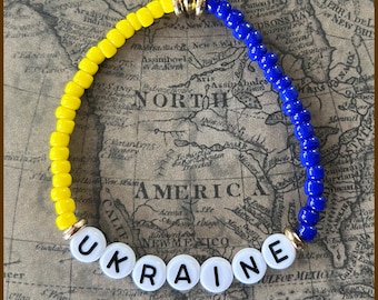 Ukraine Bracelet | Yellow & Blue Bead Bracelet