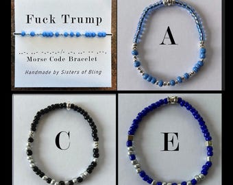 FUCK TRUMP Morse Code Beaded Bracelet | Handmade Political Jewelry FUCK TRUMP Morse Code Beaded Bracelet | Handmade Political Jewelry