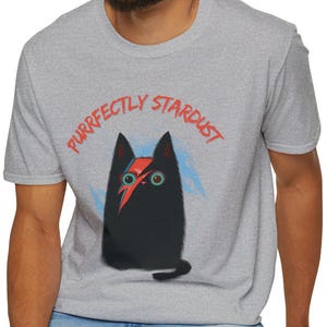 Funny Cat T-Shirt - Ziggy Pawdust Cat Graphic Tee - Retro Music Parody Unisex Shirt Gift