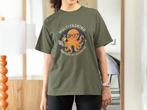 Octopus Coffee Shirt - Funny Multitasking Tee, Caffeine-Powered Unisex Graphic