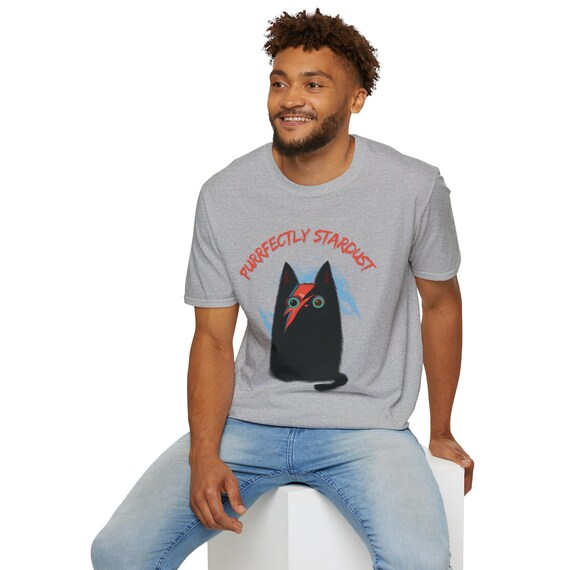 Funny Cat T-Shirt - Ziggy Pawdust Cat Graphic Tee - Retro Music Parody Unisex Shirt Gift