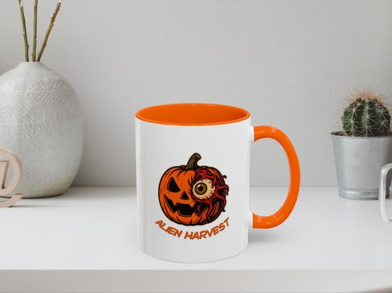 Funny Halloween Coffee Mug – Pumpkin Eye (11/15oz) Alien Earth T. Ocellus