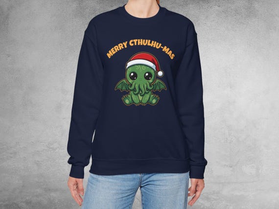 Merry Cthulhu-Mas Sweatshirt, Kawaii Cthulhu Christmas Gift for Lovecraft Fans