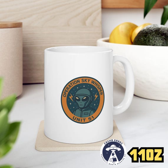 Operation Sky Whisper Alien Mug - Ceramic Coffee Cup, Microwave & Dishwasher Safe, 11oz / 15oz