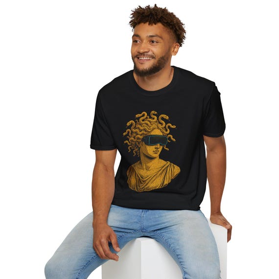 Cyber Medusa T-Shirt - VR Bust Mythology Graphic Tee - Futuristic Cyberpunk Unisex Shirt Gift