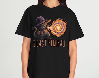 Wizard Cat I Cast Fireball Shirt: Tabletop RPG Gamer Comfort Colors Tee