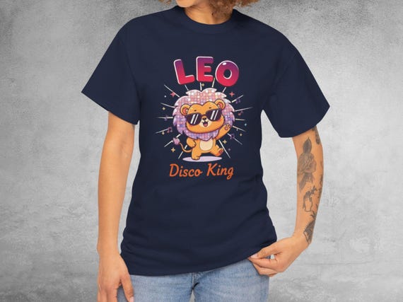 Leo Zodiac Shirt | Retro Disco King Lion Graphic Tee | Kawaii Astrology Gift
