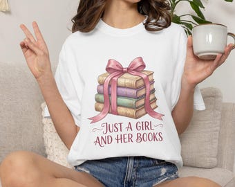 Just A Girl And Her Books Shirt: Coquette Bow Sweatshirt Hoodie