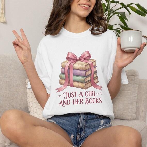 Just A Girl And Her Books Shirt: Coquette Bow Sweatshirt Hoodie