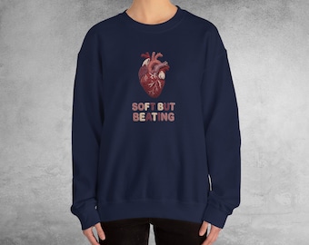 Anatomical Heart Sweatshirt: Faux Yarn Texture Print, Soft But Beating Graphic