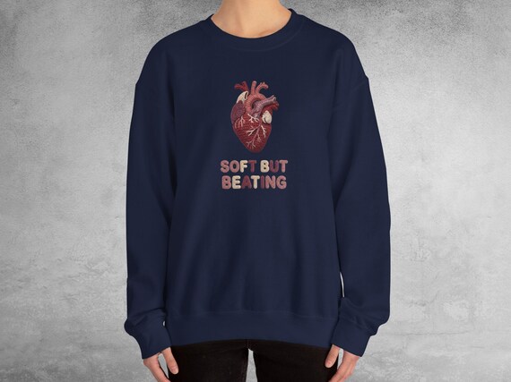 Anatomical Heart Sweatshirt: Faux Yarn Texture Print, Soft But Beating Graphic