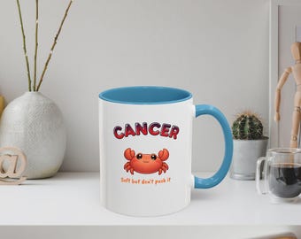 Cancer Zodiac Accent Mug: Crab Anime Astrology Coffee Cup