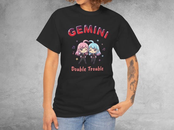 Gemini Zodiac Shirt | Double Trouble Kawaii Twins Graphic Tee | Astrology Birthday Gift