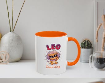 Leo Zodiac Accent Mug: Disco King Lion Astrology Coffee Cup