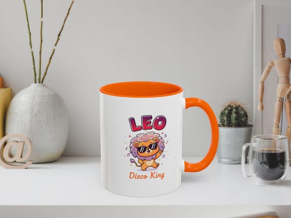 Leo Zodiac Accent Mug: Disco King Lion Astrology Coffee Cup