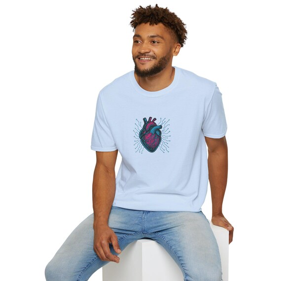 Cyberpunk Cybernetic Heart Unisex T-Shirt - Neon Biomech Graphic