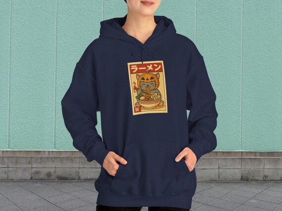 Kawaii Ramen Cat Hoodie - Anime Streetwear Oversized Pullover, Urban Sweater Hoodie Gift for Her