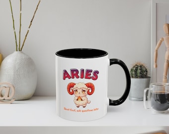 Aries Zodiac Accent Mug: Anime Ram Astrology Coffee Cup