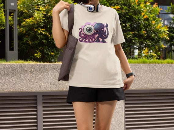 Alien Earth T. Ocellus Unisex T-Shirt: Ring-Spun Cotton Chibi Monster Graphic