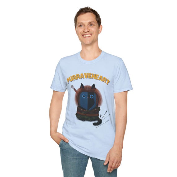Purraveheart Cat T-Shirt: Funny Braveheart Parody, Scottish Warrior Unisex Tee