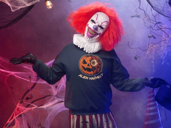 Pumpkin Sweatshirt - Halloween Crewneck | Alien Earth T. Ocellus (Unisex)