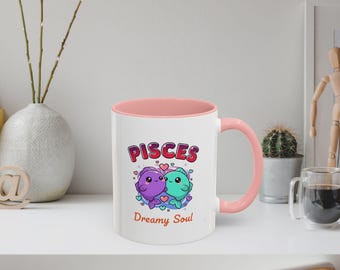 Pisces Zodiac Accent Mug: Anime Fish Astrology Coffee Cup