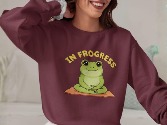 Frog Meditation Sweatshirt - Yoga Crewneck, Funny Wellness Gift for Yogi, Women & Moms