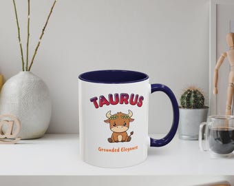 Taurus Zodiac Coffee Mug, Bull Illustration, Astrology Gift